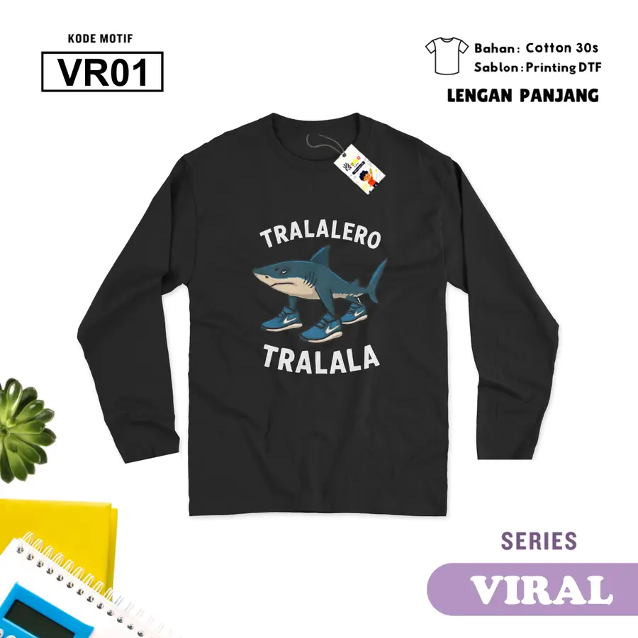 VR01 - Kaos Kids/Junior Cotton 30s Panjang [Varian: S Kids (1-2 y) / Biru Turkish]