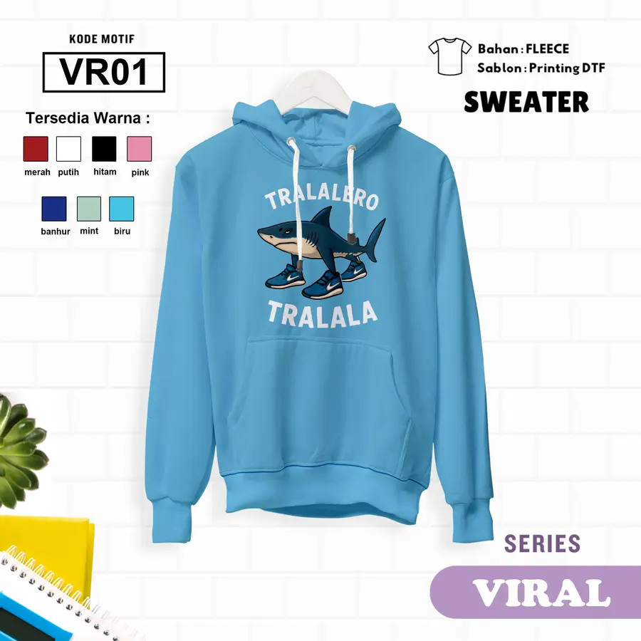 VR01 - Sweater Kids Fleece Panjang [Varian: L (5-6 y) / Biru]