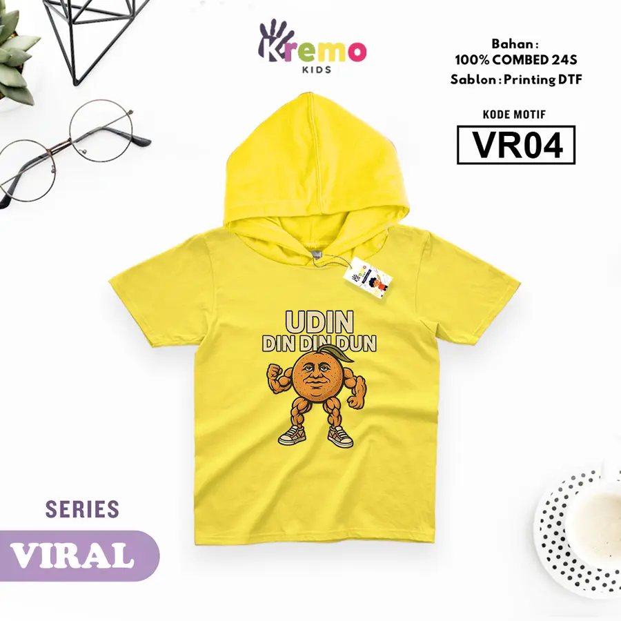 VR04 - Hoodie Kids Combed 24s Pendek [Varian: S (3-4 y) / Biru]