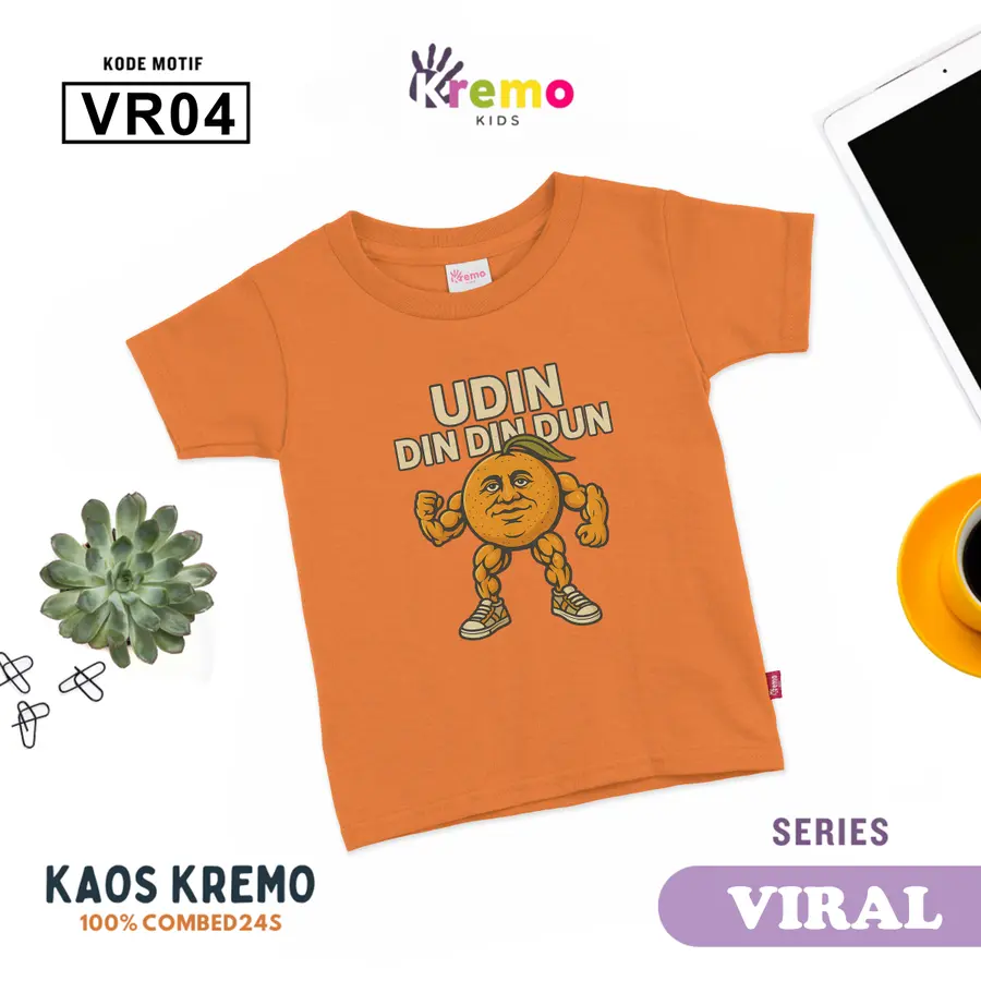 VR04 - Kaos Kids Combed 24s Pendek [Varian: S (3-4 y) / Biru]