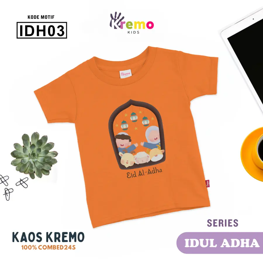 IDH03 - Kaos Kids Combed 24s Pendek [Varian: S (3-4 y) / Biru]