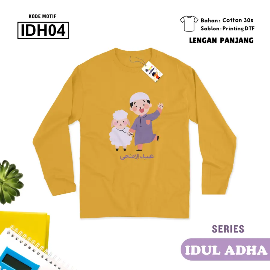 IDH04 - Kaos Dewasa Cotton 30s Panjang [Varian: M / Hitam]