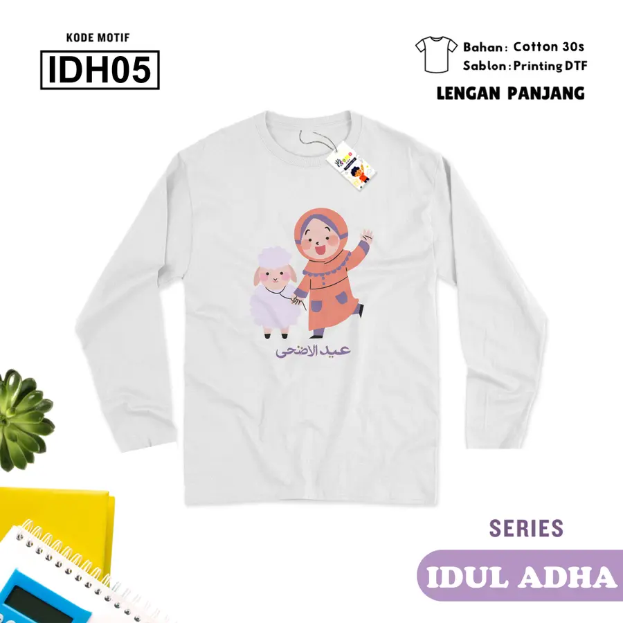 IDH05 - Kaos Dewasa Cotton 30s Panjang [Varian: M / Hitam]