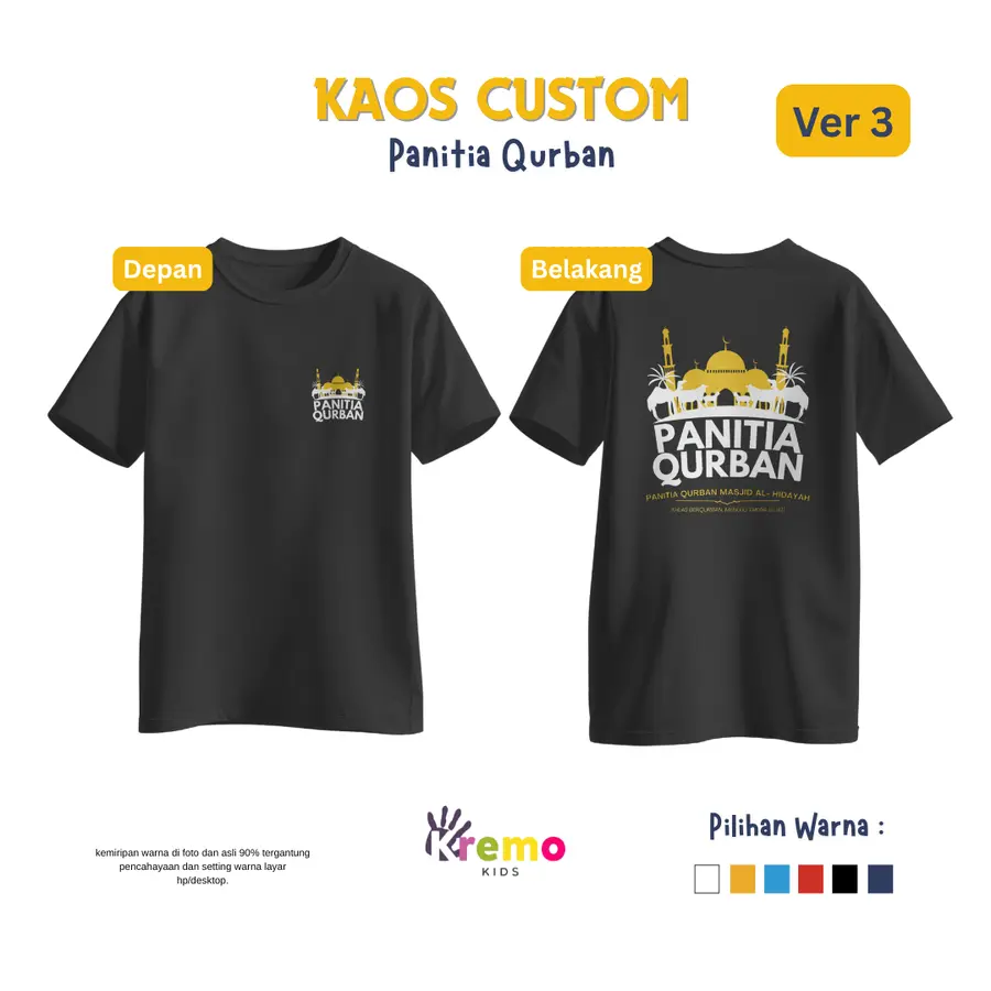 KAOS PANITIA QURBAN SERIES VER 3 [Varian: S / HITAM KIDS]