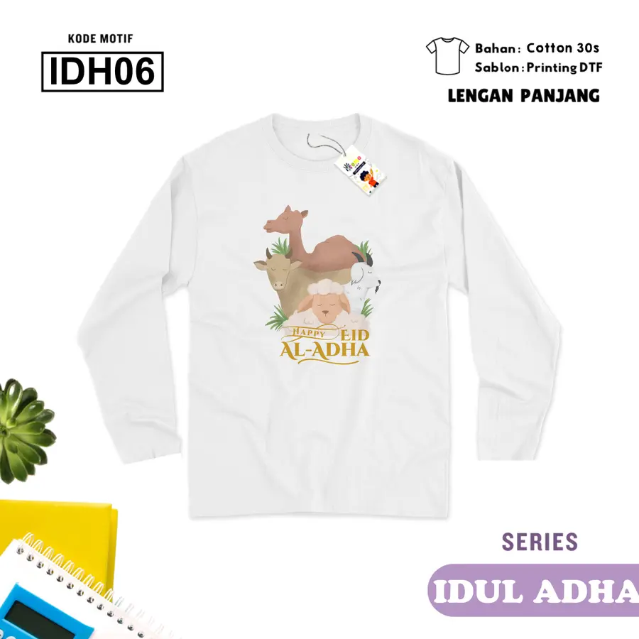 IDH06 - Kaos Dewasa Cotton 30s Panjang [Varian: M / Hitam]