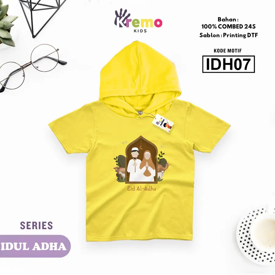 IDH07 - Hoodie Kids Combed 24s Pendek [Varian: S (3-4 y) / Biru]