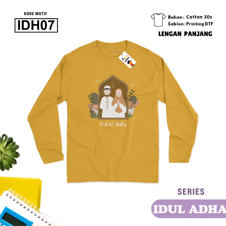 IDH07 - Kaos Dewasa Cotton 30s Panjang [Varian: M / Hitam]