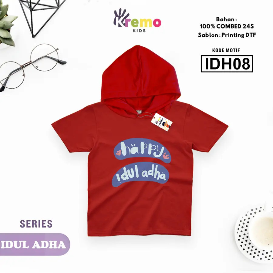 IDH08 - Hoodie Kids Combed 24s Pendek [Varian: S (3-4 y) / Biru]