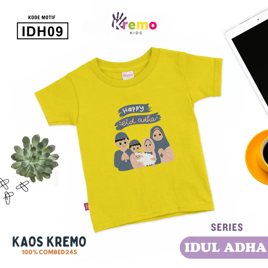 IDH09 - Kaos Kids Combed 24s Pendek [Varian: S (3-4 y) / Biru]