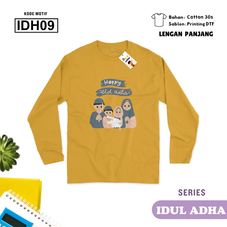 IDH09 - Kaos Kids/Junior Cotton 30s Panjang [Varian: S Kids (1-2 y) / Biru Turkish]