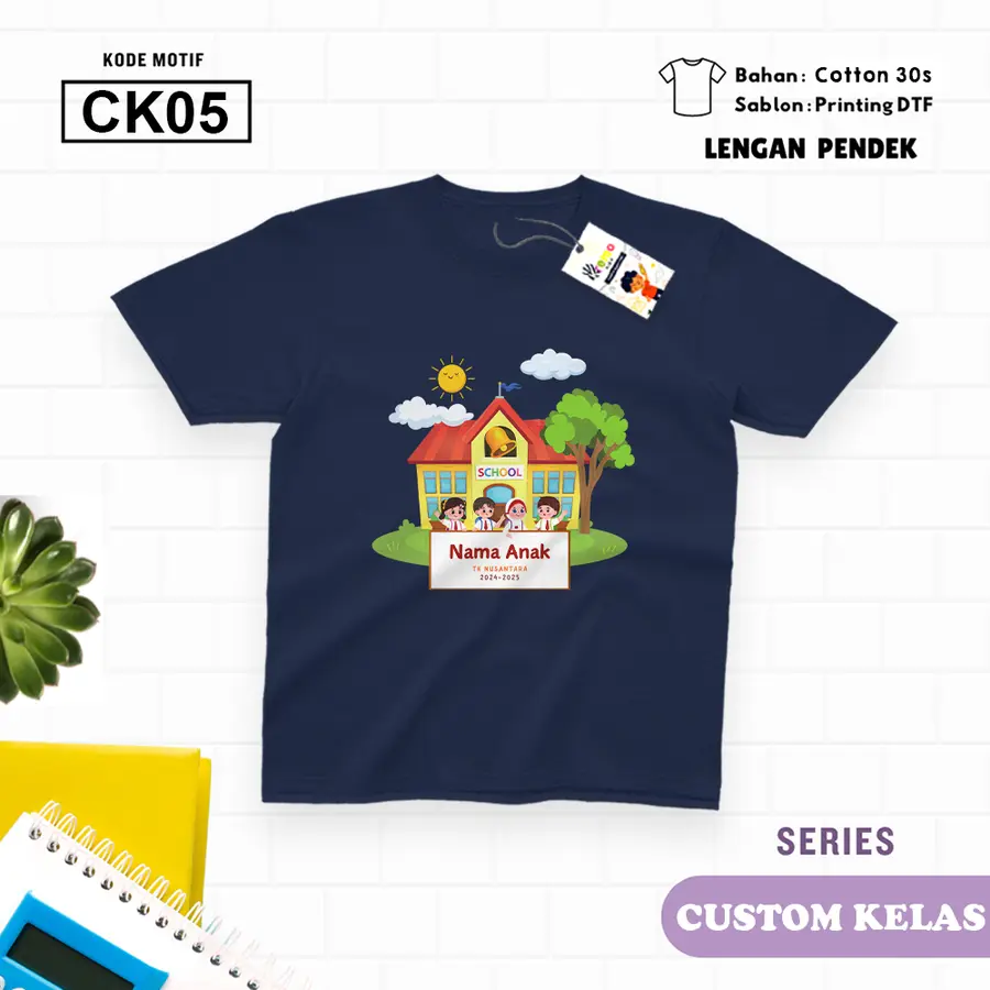CK05 - Kaos Kids/Junior Cotton 30s Pendek [Varian: S Kids (1-2 y) / Biru Turkish]