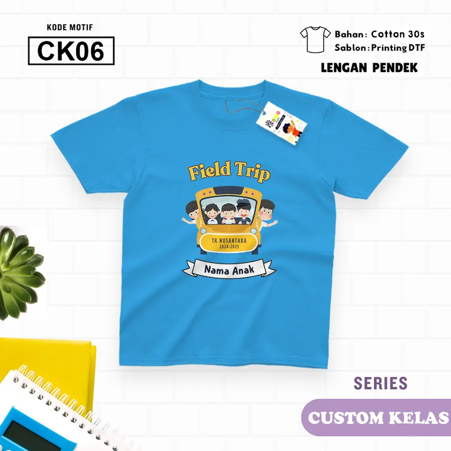 CK06 - Kaos Kids/Junior Cotton 30s Pendek [Varian: S Kids (1-2 y) / Biru Turkish]