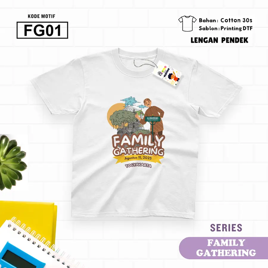 FG01 - Kaos Kids/Junior Cotton 30s Pendek (CUSTOM GATHERING) [Varian: S Kids (1-2 y) / Biru Turkish]