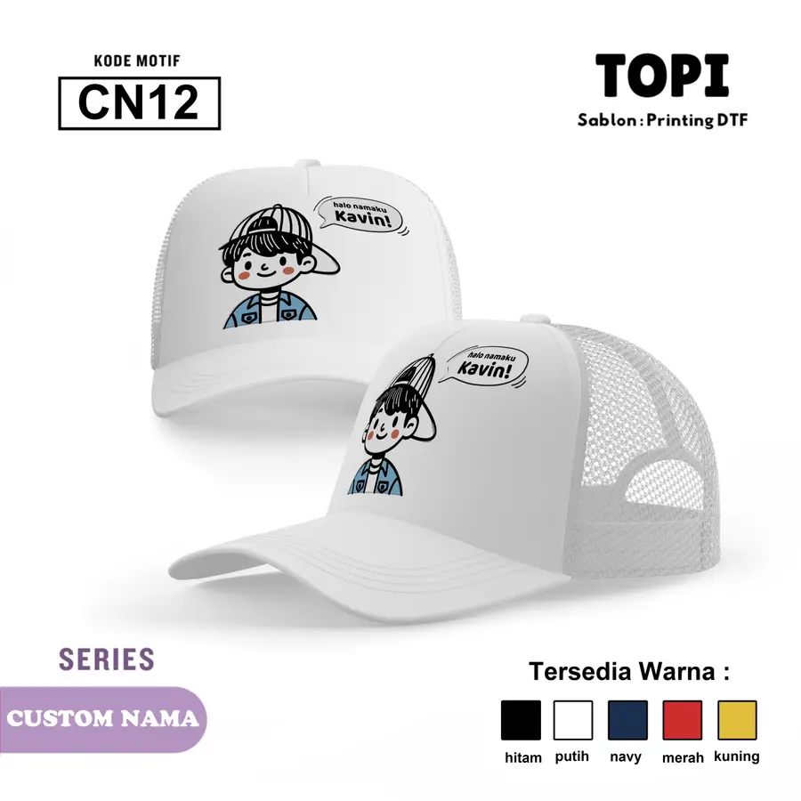 CN12 - Topi (CUSTOM NAMA) [Varian: Hitam]