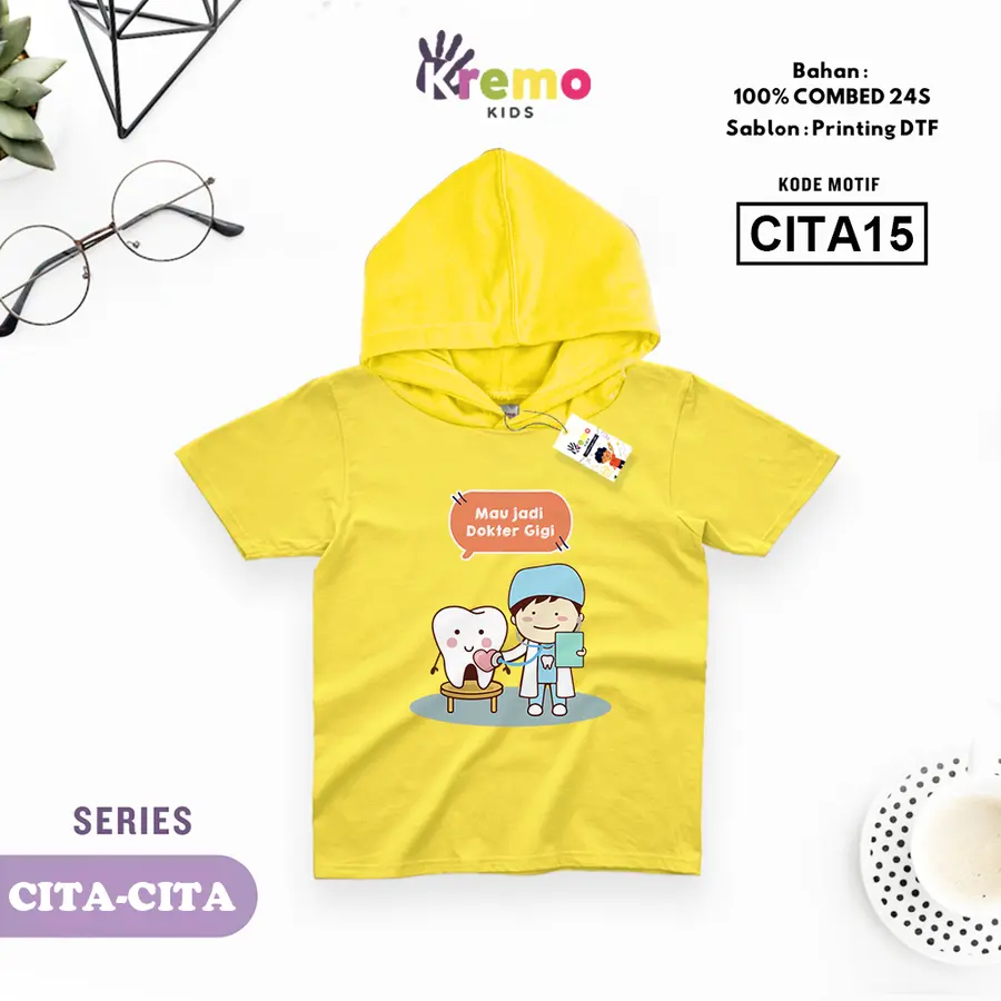 CITA15 - Hoodie Kids Combed 24s Pendek [Varian: S (3-4 y) / Biru]
