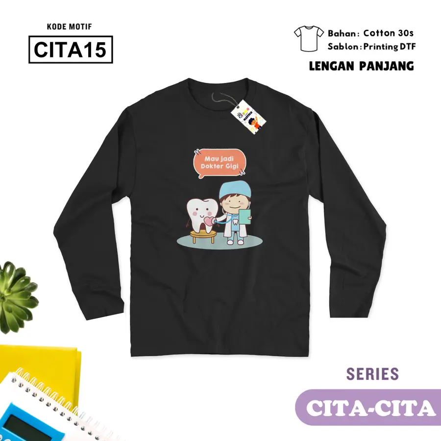 CITA15 - Kaos Dewasa Cotton 30s Panjang [Varian: M / Hitam]