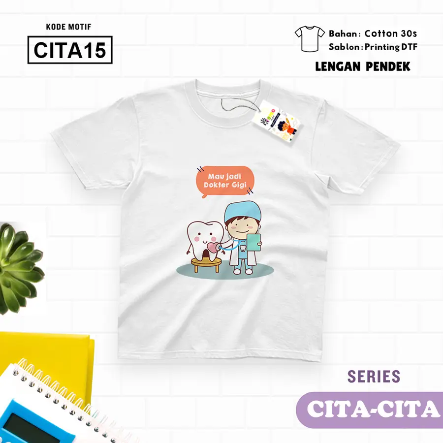 CITA15 - Kaos Dewasa Cotton 30s Pendek [Varian: M / Biru Turkish]