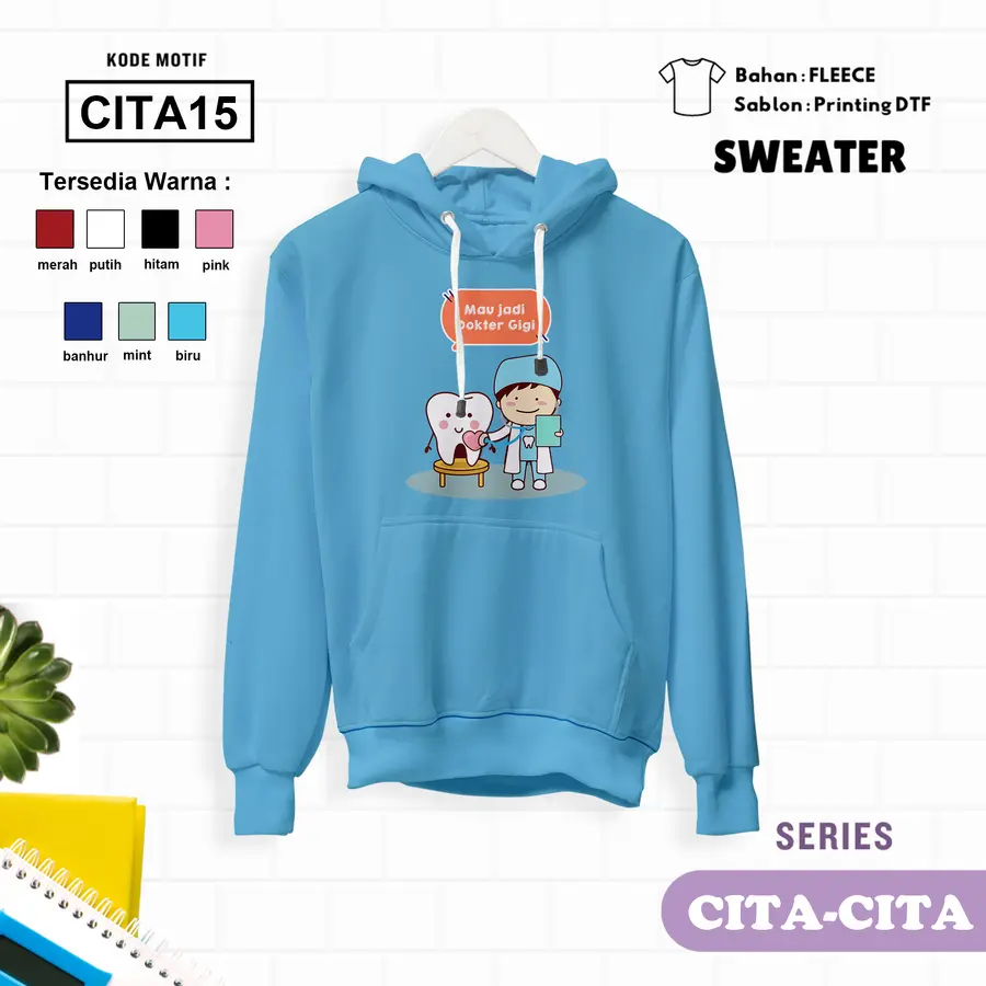 CITA15 - Sweater Kids Fleece Panjang [Varian: L (5-6 y) / Biru]