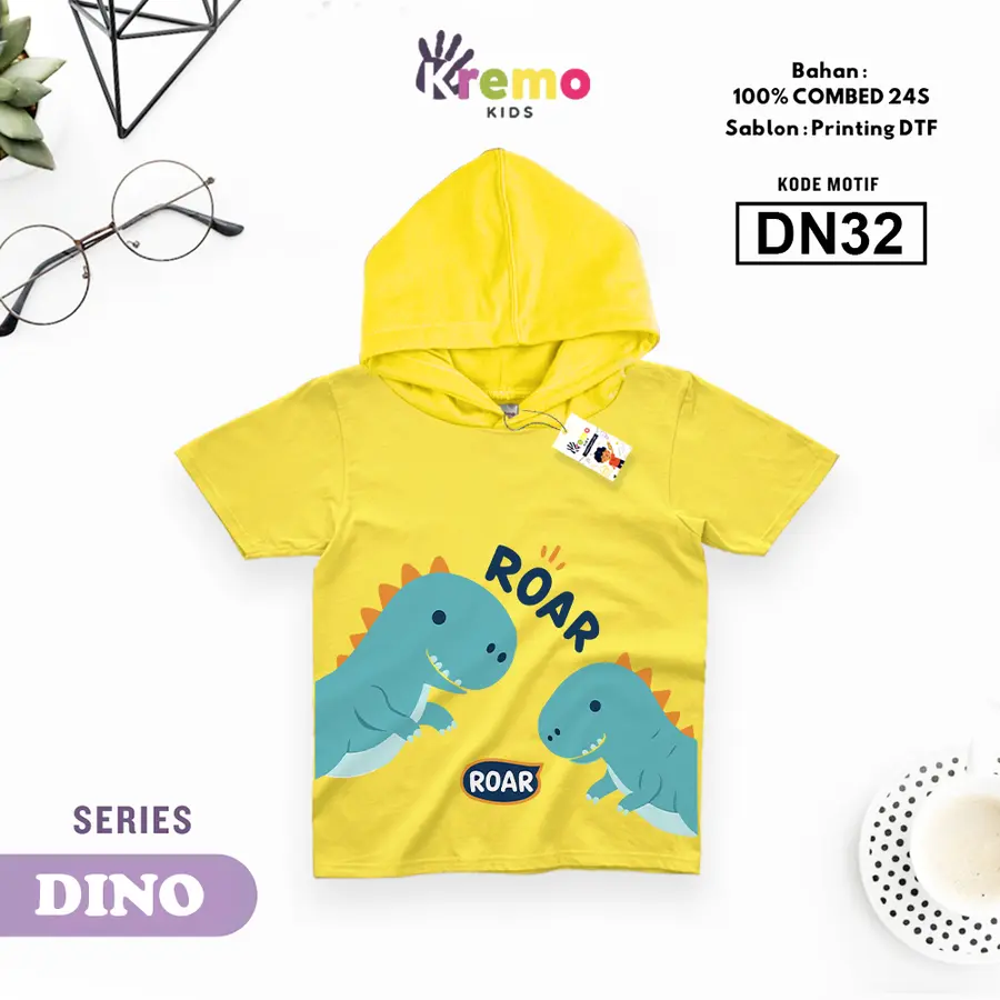 DN32 - Hoodie Kids Combed 24s Pendek [Varian: S (3-4 y) / Biru]