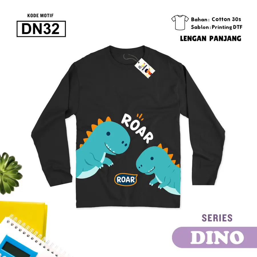 DN32 - Kaos Dewasa Cotton 30s Panjang [Varian: M / Hitam]