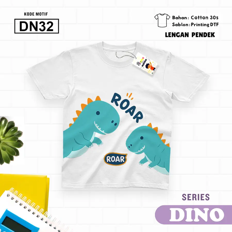 DN32 - Kaos Kids/Junior Cotton 30s Pendek [Varian: S Kids (1-2 y) / Biru Turkish]