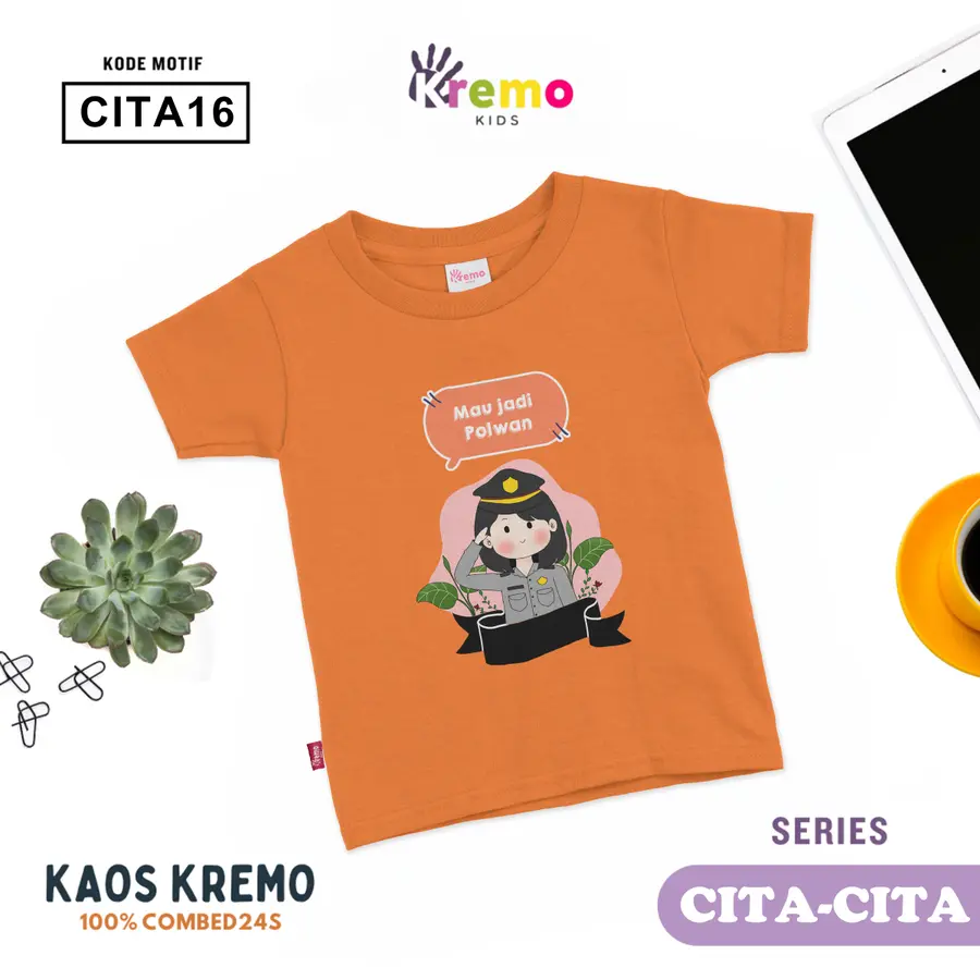 CITA16 - Kaos Kids Combed 24s Pendek (POLWAN) [Varian: S (3-4 y) / Biru]