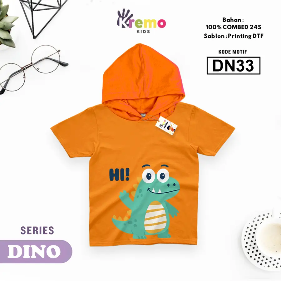 DN33 - Hoodie Kids Combed 24s Pendek [Varian: S (3-4 y) / Biru]