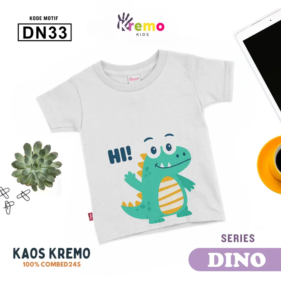 DN33 - Kaos Kids Combed 24s Pendek [Varian: S (3-4 y) / Biru]