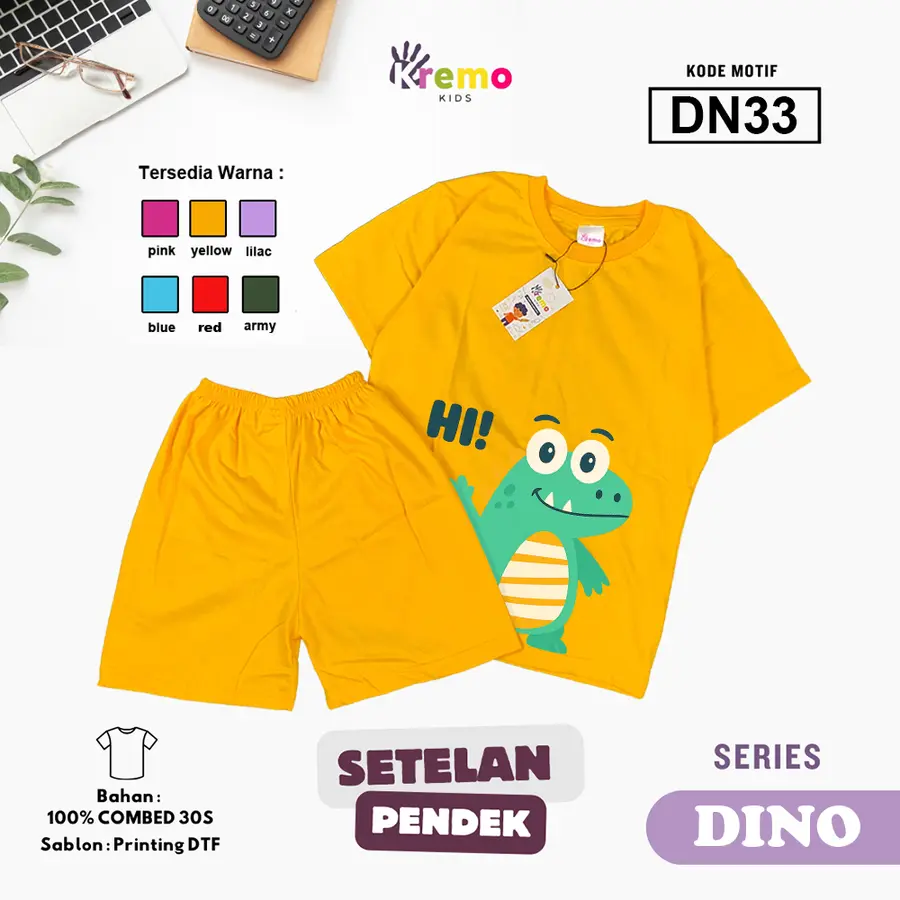 DN33 - Setelan Kids Combed 30s Pendek [Varian: S (3-4 y) / Army]