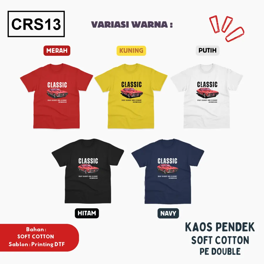 CRS13 - Kaos Kids Soft Cotton Pendek Copy [Varian: L (5-6 y) / Hitam]