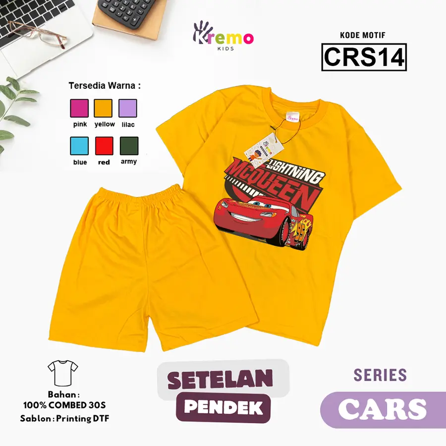 CRS14 - Setelan Kids Combed 30s Pendek [Varian: S (3-4 y) / Army]