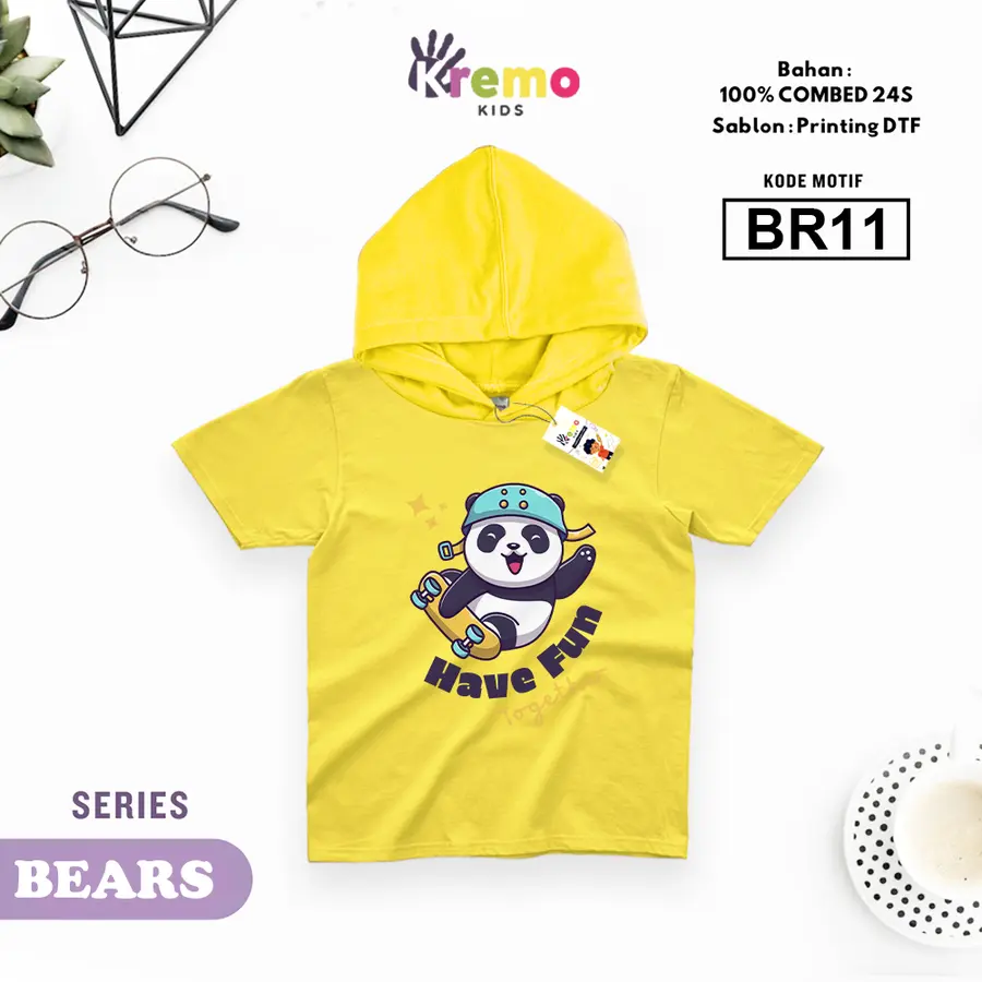 BR11 - Hoodie Kids Combed 24s Pendek [Varian: S (3-4 y) / Biru]
