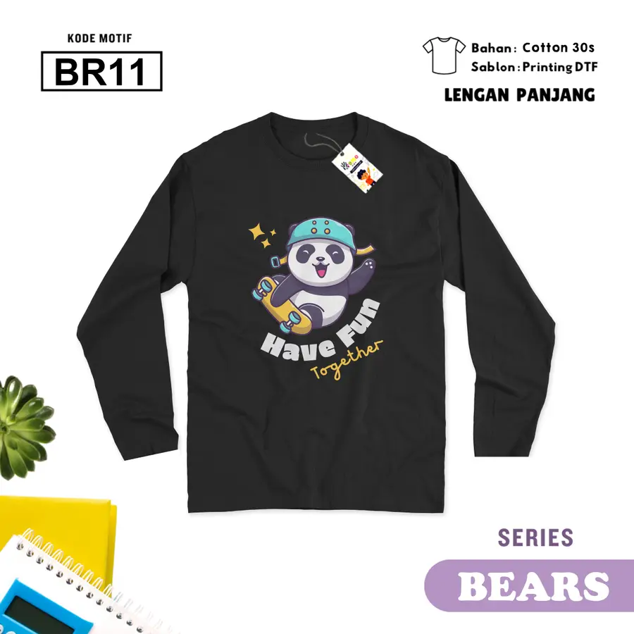 BR11 - Kaos Kids/Junior Cotton 30s Panjang [Varian: S Kids (1-2 y) / Biru Turkish]