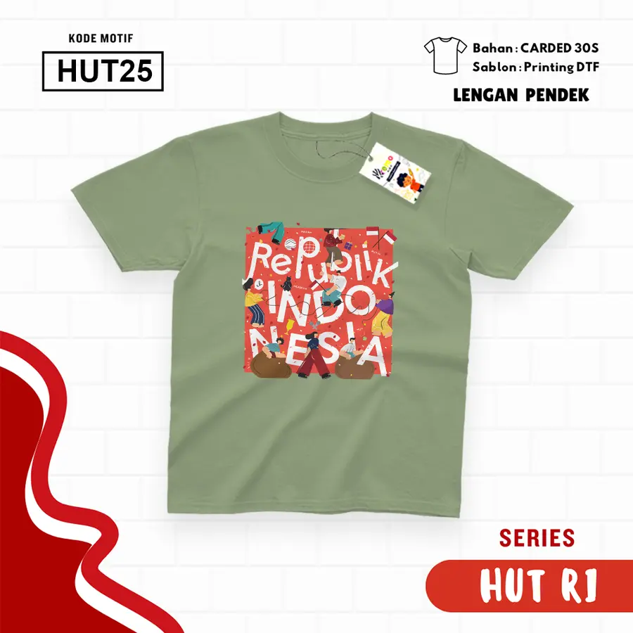HUT25 - Kaos Dewasa Cotton 30s Pendek [Varian: M / Biru Turkish]
