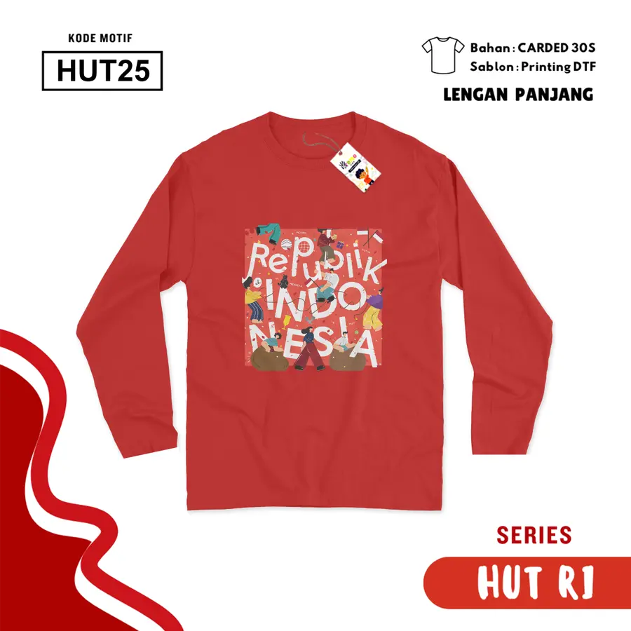 HUT25 - Kaos Kids/Junior Cotton 30s Panjang [Varian: S Kids (1-2 y) / Biru Turkish]