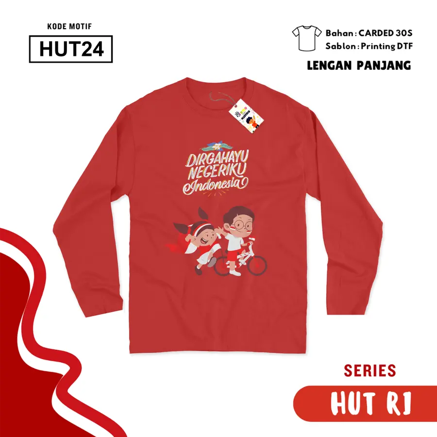 HUT24 - Kaos Dewasa Cotton 30s Panjang [Varian: M / Hitam]