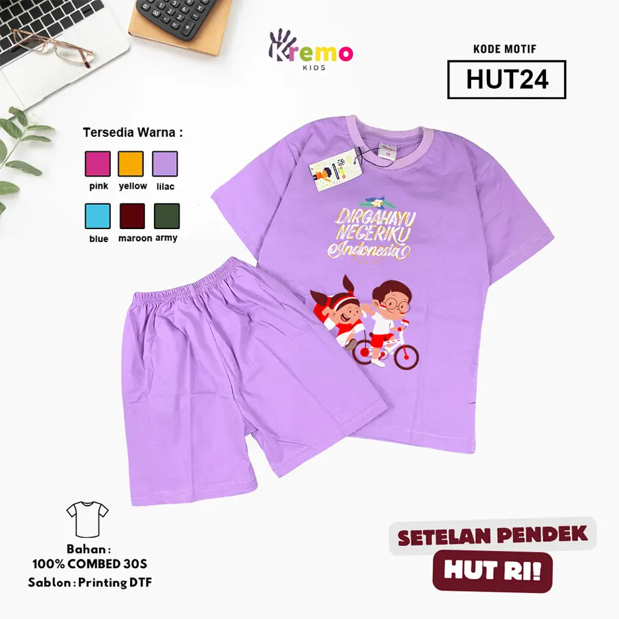 HUT24 - Setelan Kids Combed 30s Pendek [Varian: S (3-4 y) / Army]
