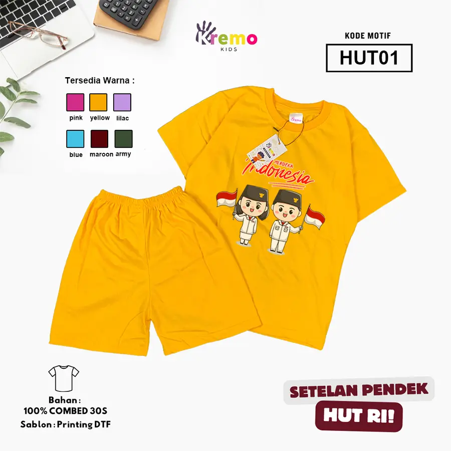 HUT01 - Setelan Kids Combed 30s Pendek [Varian: S (3-4 y) / Army]