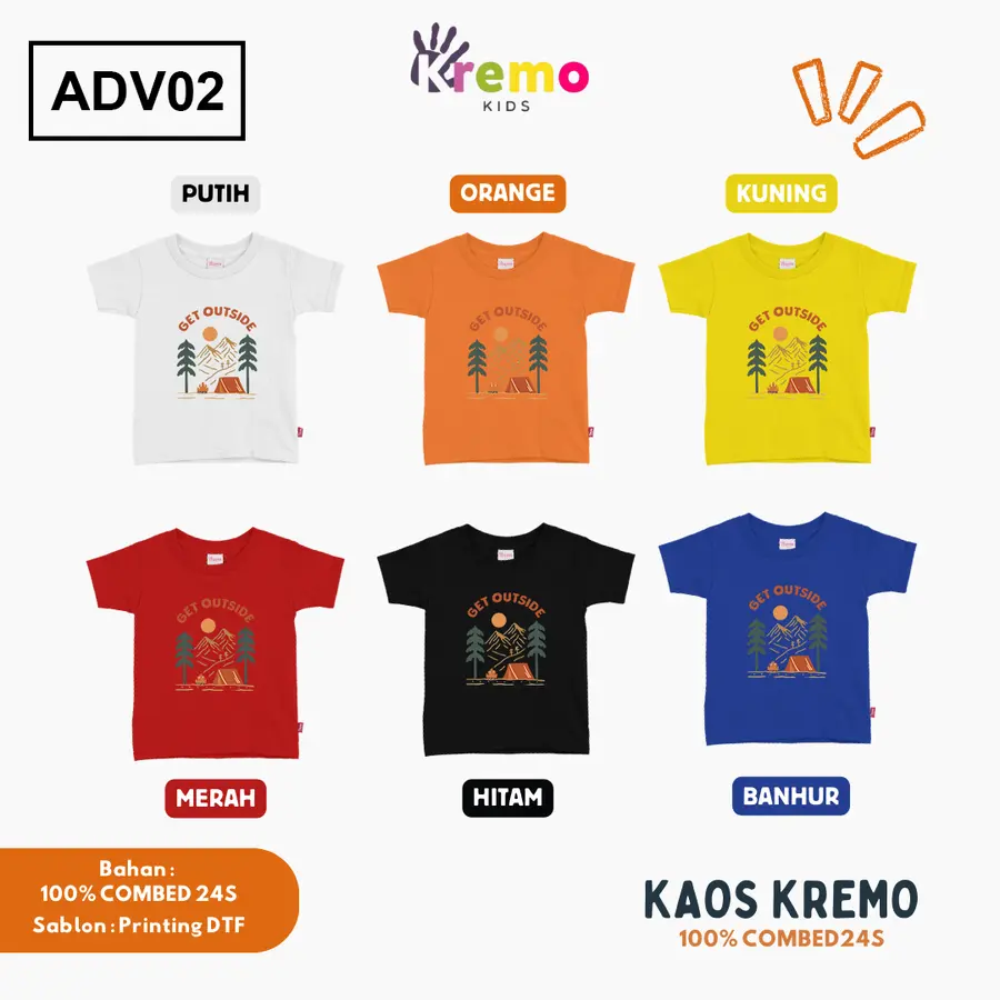 HUT02 - Kaos Kids Combed 24s Pendek [Varian: S (3-4 y) / Biru]