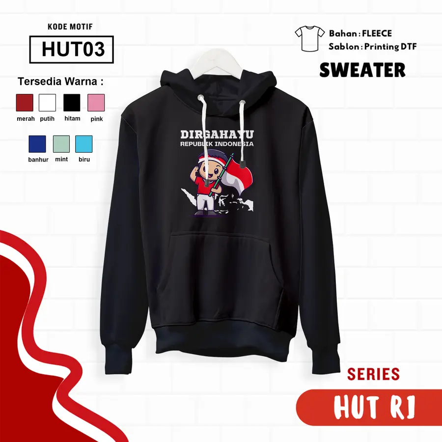 HUT03 - Sweater Kids Fleece Panjang [Varian: L (5-6 y) / Biru]