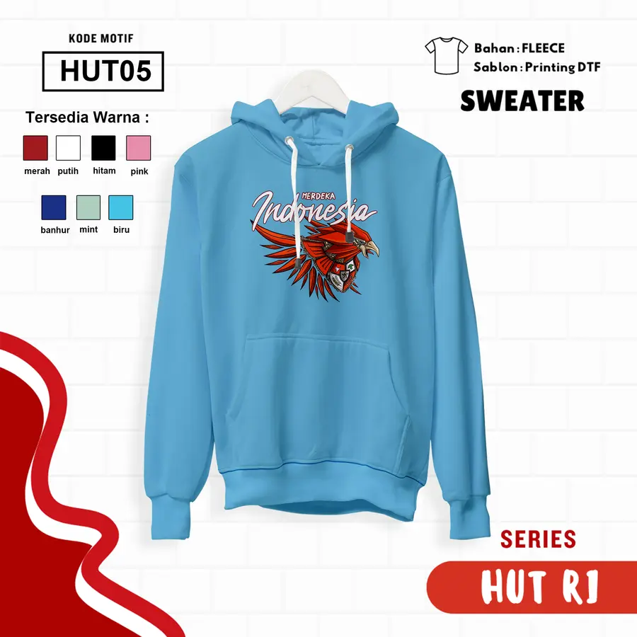 HUT05 - Sweater Kids Fleece Panjang [Varian: L (5-6 y) / Biru]