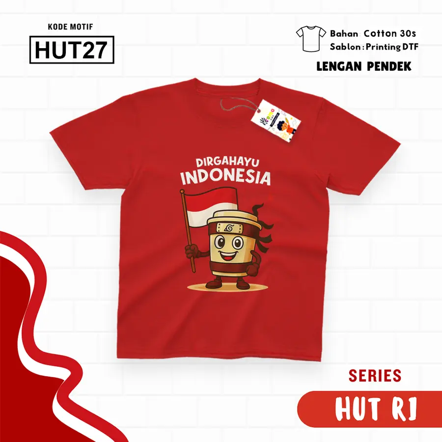 HUT27 - Kaos Kids Cotton 30s Pendek (ANOMALI) [Varian: S Kids (1-2 y) / Biru Turkish]