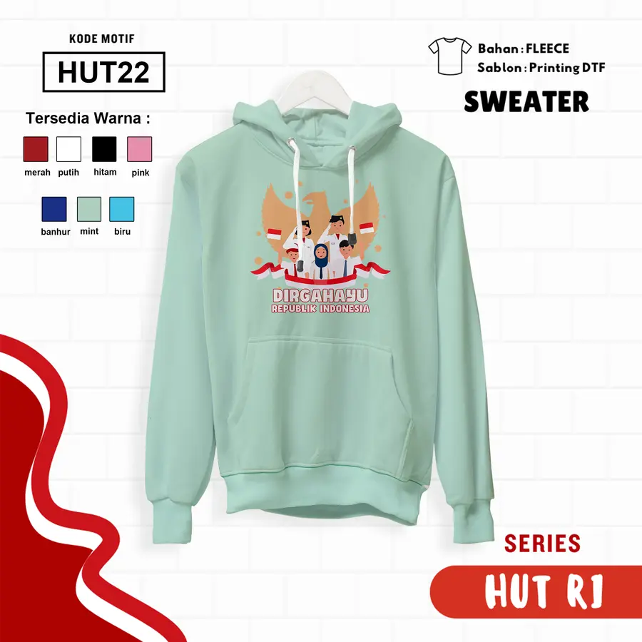 HUT22- Sweater Kids Fleece Panjang [Varian: L (5-6 y) / Biru]