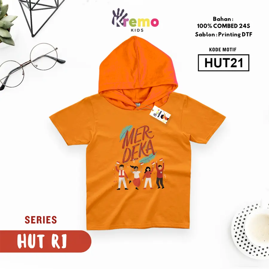 HUT21 - Hoodie Kids Combed 24s Pendek [Varian: S (3-4 y) / Biru]