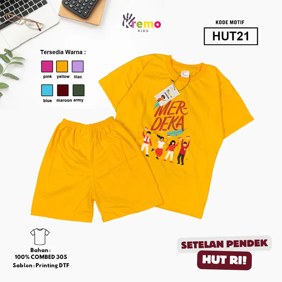 HUT21 - Setelan Kids Combed 30s Pendek [Varian: S (3-4 y) / Army]