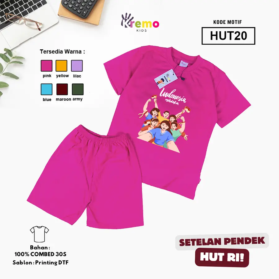 HUT20 - Setelan Kids Combed 30s Pendek [Varian: S (3-4 y) / Army]
