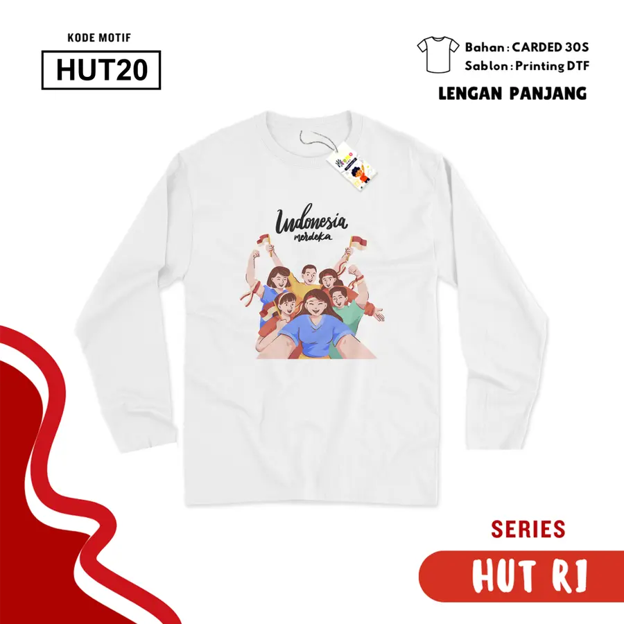 HUT20 - Kaos Kids/Junior Cotton 30s Panjang [Varian: S Kids (1-2 y) / Biru Turkish]