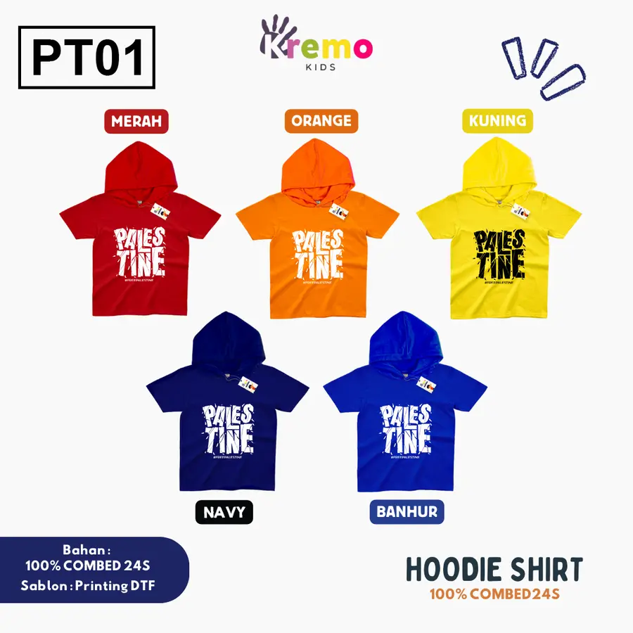 PT01 - Hoodie Kids Combed 24s Pendek [Varian: S (3-4 y) / Biru]