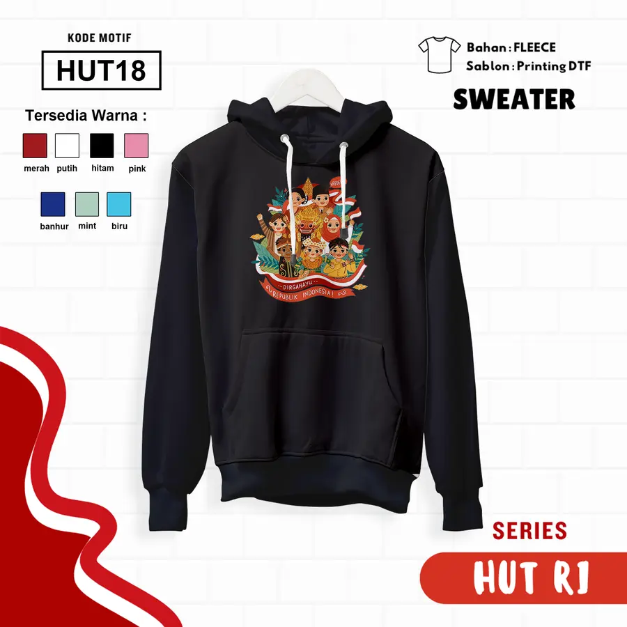 HUT18 - Sweater Kids Fleece Panjang [Varian: L (5-6 y) / Biru]