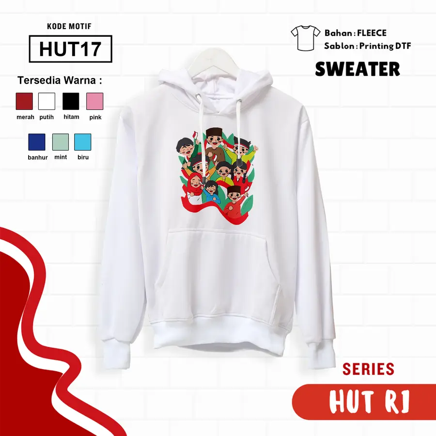 HUT17 - Sweater Kids Fleece Panjang [Varian: L (5-6 y) / Biru]